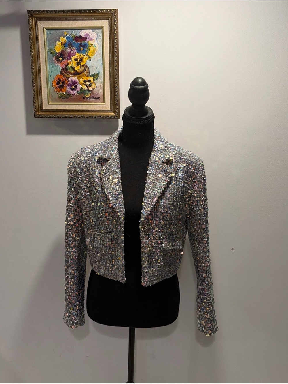 Endless Rose  Sequin Tweed  Cropped Blazer  Old Money Glamour Mob Wife